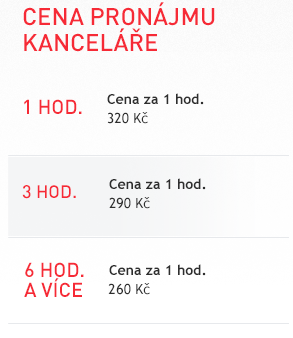 Cena pronájmu kanceláře